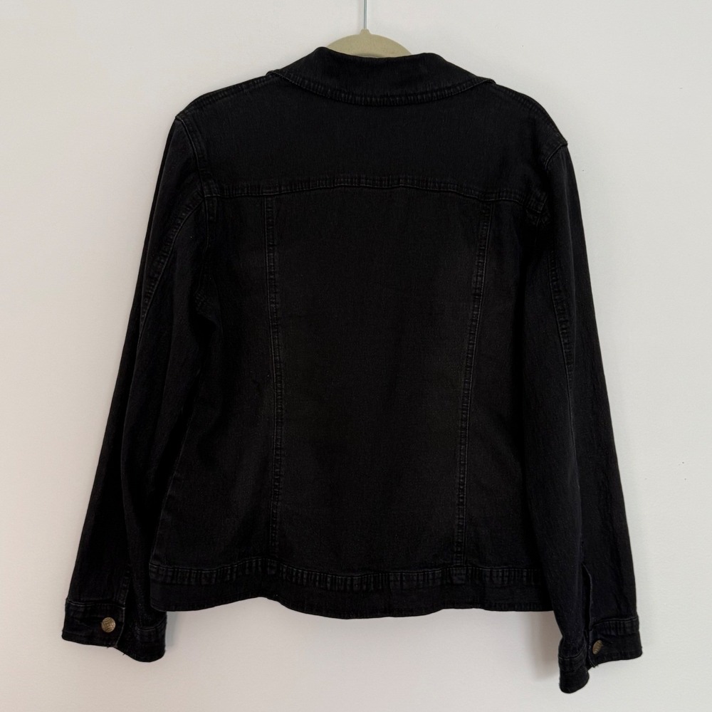 Vintage Diane Gilman DG2 Black‎ M Denim Embroidered Jean Jacket Western Aztec - Picture 8 of 16